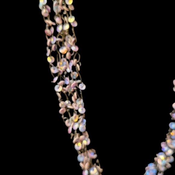 Vintage - Aurora Borealis Sequin and Black‎ Chain Multi Chain Necklace - Picture 2 of 3